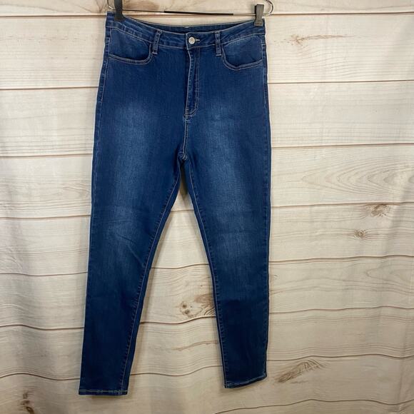 Medium Wash Blue Hi-Waisted Skinny Jeans Size Large - Picture 1 of 5
